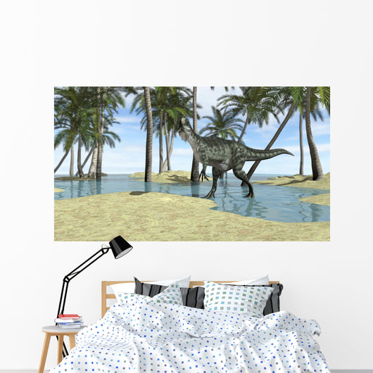 Monolophosaurus Grazing Shallow Waters Wall Decal