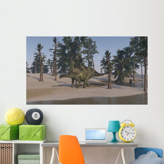Brachytrachelopan Walking along Shoreline Wall Decal