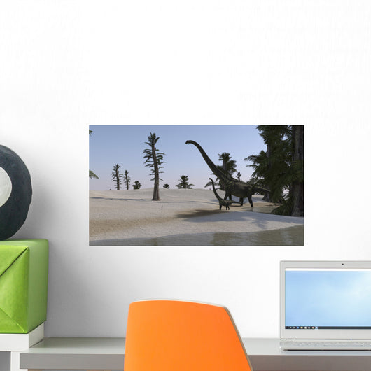 Mamenchisaurus and Her Offspring Wall Decal Design 3