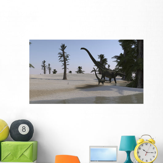 Mamenchisaurus and Her Offspring Wall Decal Design 3