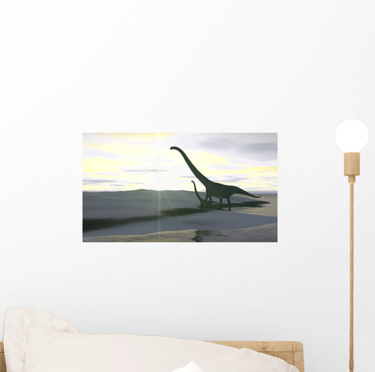 Mamenchisaurus and Her Offspring Wall Decal Design 2