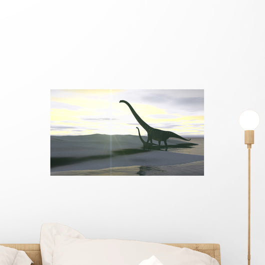 Mamenchisaurus and Her Offspring Wall Decal Design 2