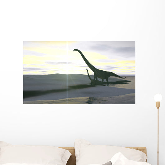 Mamenchisaurus and Her Offspring Wall Decal Design 2