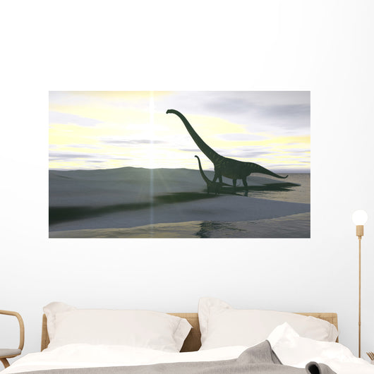 Mamenchisaurus and Her Offspring Wall Decal Design 2