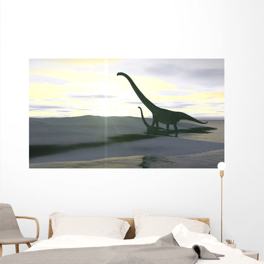 Mamenchisaurus and Her Offspring Wall Decal Design 2