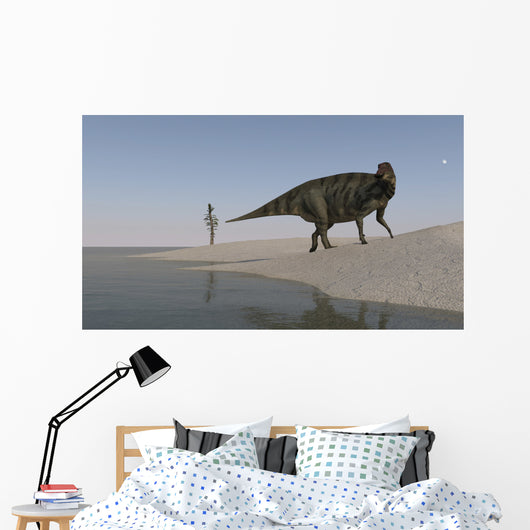 Shuangmiaosaurus Walking along Shoreline Wall Decal Design 1