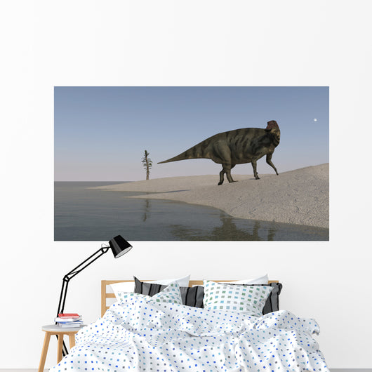 Shuangmiaosaurus Walking along Shoreline Wall Decal Design 1