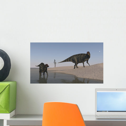 Two Shuangmiaosaurus Dinosaurs Shoreline Wall Decal
