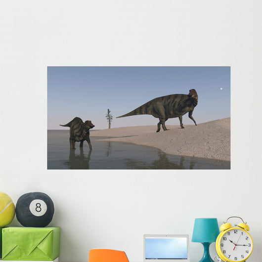 Two Shuangmiaosaurus Dinosaurs Shoreline Wall Decal