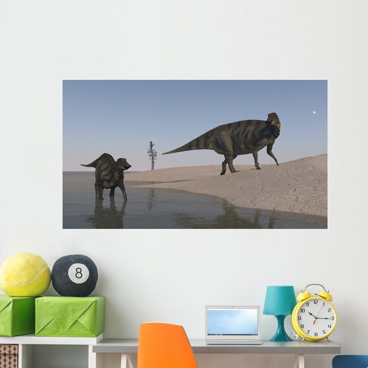 Two Shuangmiaosaurus Dinosaurs Shoreline Wall Decal