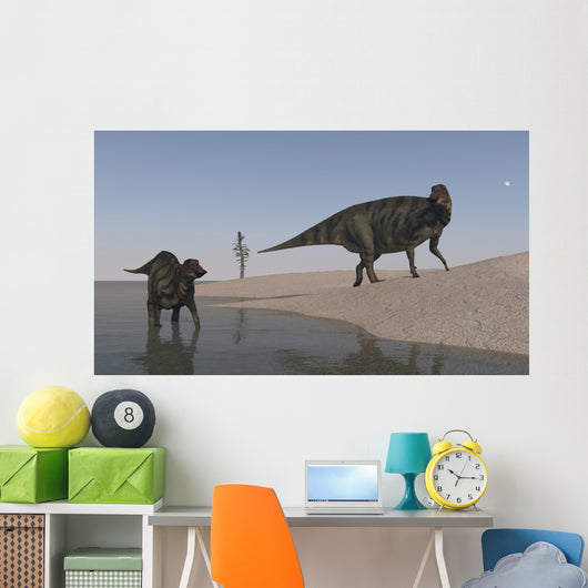 Two Shuangmiaosaurus Dinosaurs Shoreline Wall Decal