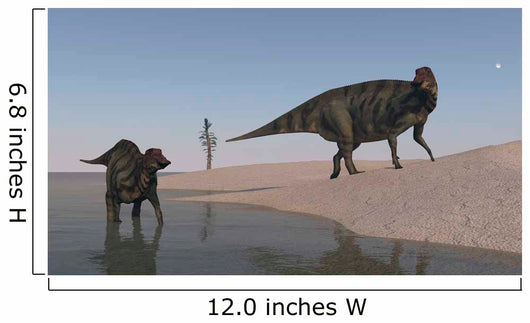 Two Shuangmiaosaurus Dinosaurs Shoreline Wall Decal