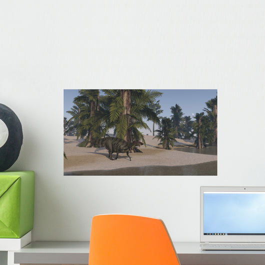 Shuangmiaosaurus Walking along Shoreline Wall Decal