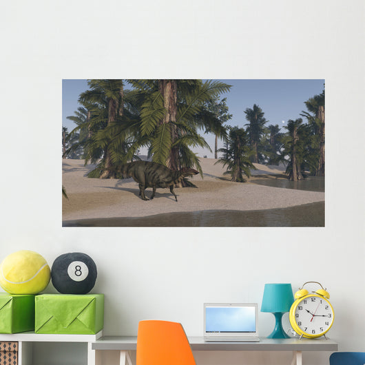 Shuangmiaosaurus Walking along Shoreline Wall Decal