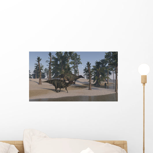 Two Shuangmiaosaurus Walking along Wall Decal