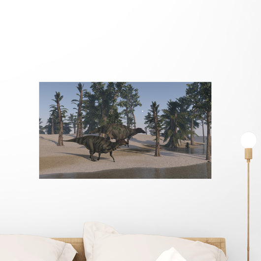 Two Shuangmiaosaurus Walking along Wall Decal