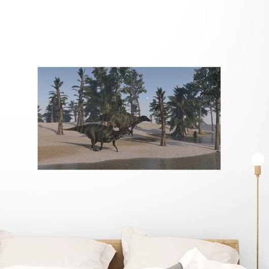 Two Shuangmiaosaurus Walking along Wall Decal