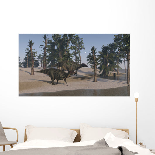 Two Shuangmiaosaurus Walking along Wall Decal