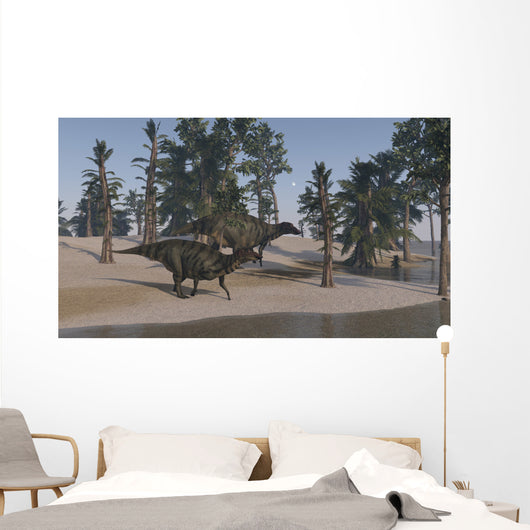 Two Shuangmiaosaurus Walking along Wall Decal