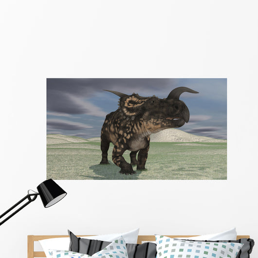 Brown Einiosaurus Walking across Wall Decal Design 10