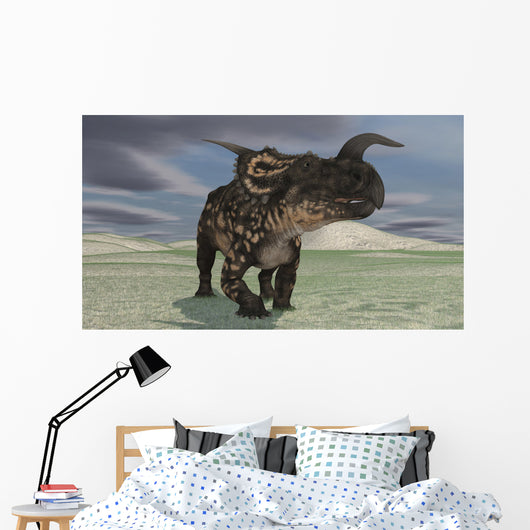 Brown Einiosaurus Walking across Wall Decal Design 10