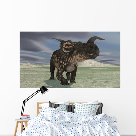 Brown Einiosaurus Walking across Wall Decal Design 10