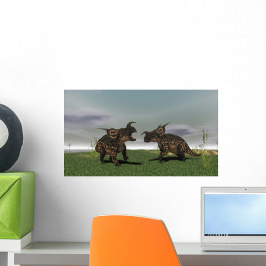 Two Brown Einiosaurus Dinosaurs Wall Decal Design 2