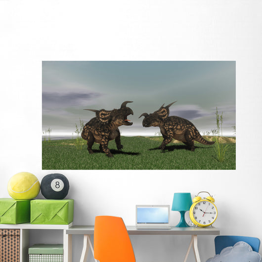 Two Brown Einiosaurus Dinosaurs Wall Decal Design 2