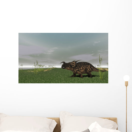 Brown Einiosaurus Walking across Wall Decal Design 9