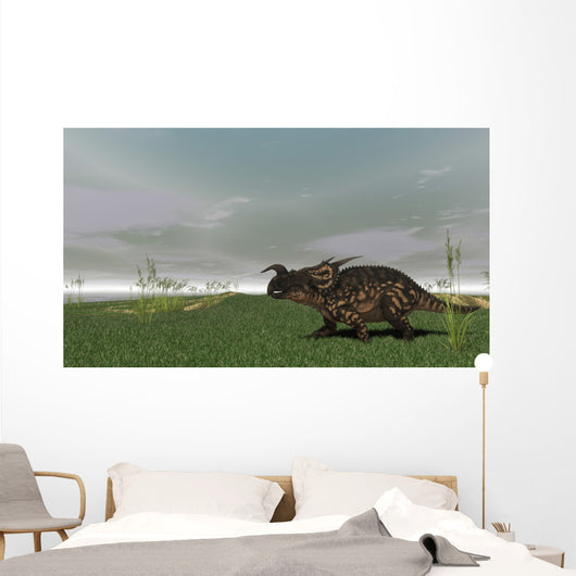 Brown Einiosaurus Walking across Wall Decal Design 9