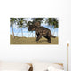 Brown Einiosaurus Prehistoric Landscape Wall Decal