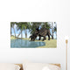 Brown Einiosaurus Drinking from Wall Decal