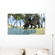 Brown Einiosaurus Drinking from Wall Decal