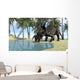 Brown Einiosaurus Drinking from Wall Decal