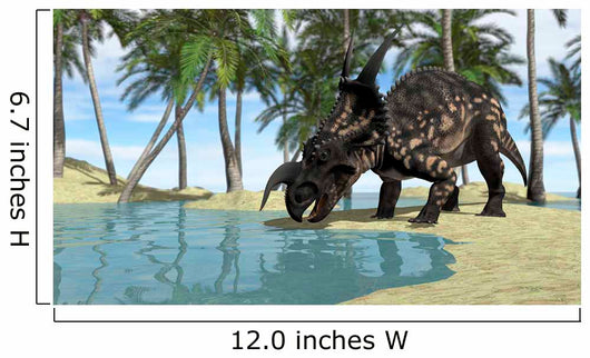 Brown Einiosaurus Drinking from Wall Decal