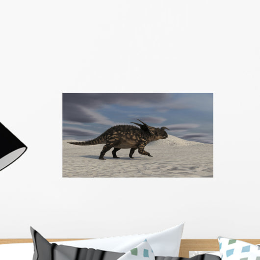 Brown Einiosaurus Walking across Wall Decal Design 8
