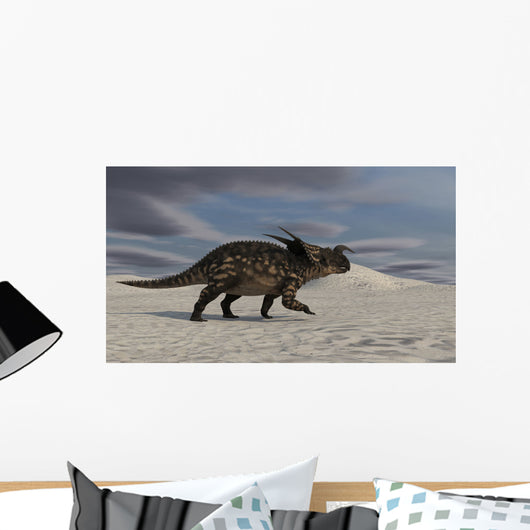 Brown Einiosaurus Walking across Wall Decal Design 8