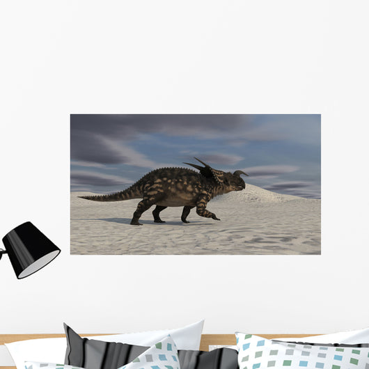 Brown Einiosaurus Walking across Wall Decal Design 8