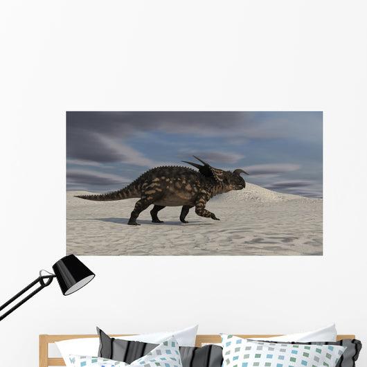 Brown Einiosaurus Walking across Wall Decal Design 8
