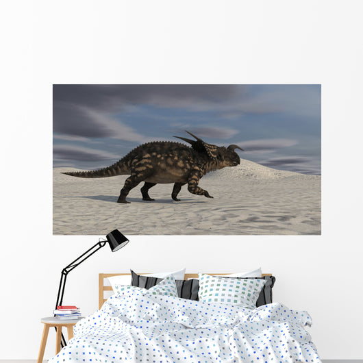 Brown Einiosaurus Walking across Wall Decal Design 8