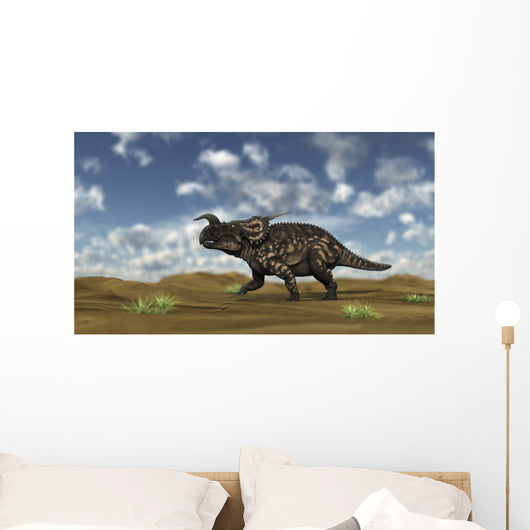 Brown Einiosaurus Walking across Wall Decal Design 7
