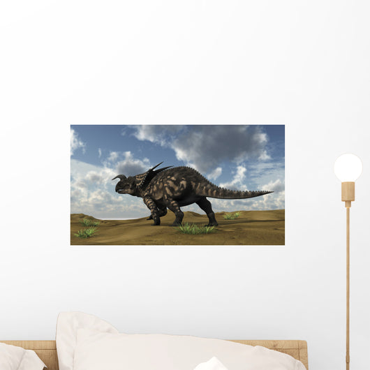 Brown Einiosaurus Walking across Wall Decal Design 6
