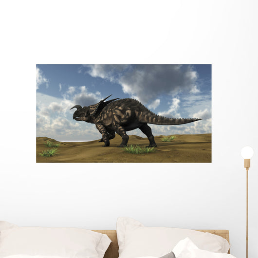 Brown Einiosaurus Walking across Wall Decal Design 6