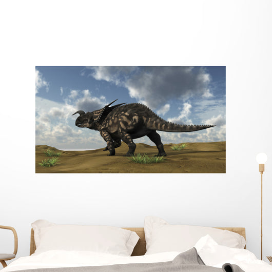Brown Einiosaurus Walking across Wall Decal Design 6