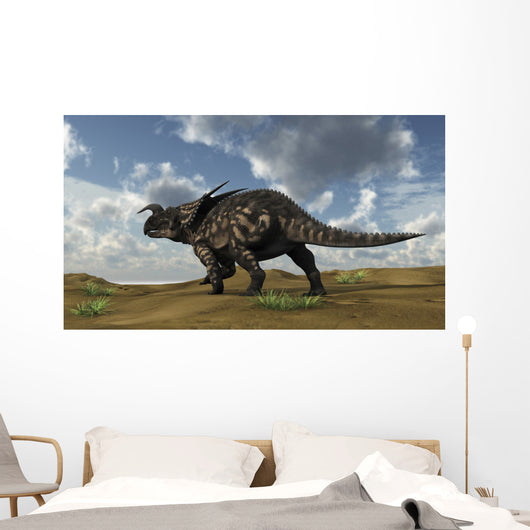 Brown Einiosaurus Walking across Wall Decal Design 6