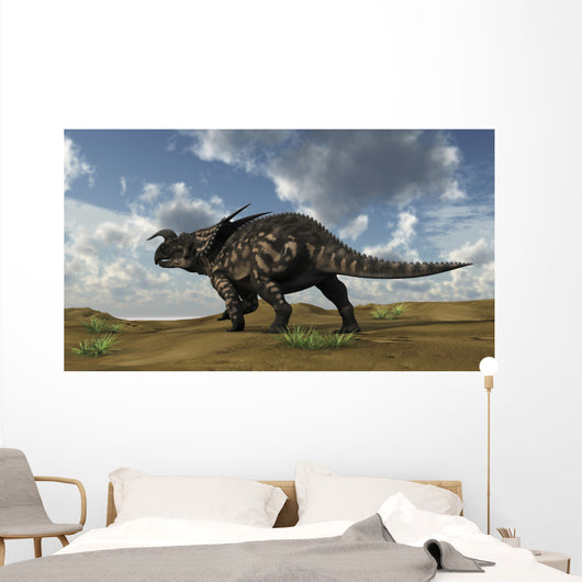 Brown Einiosaurus Walking across Wall Decal Design 6