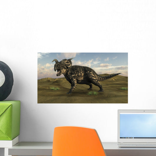 Brown Einiosaurus Walking across Wall Decal Design 5