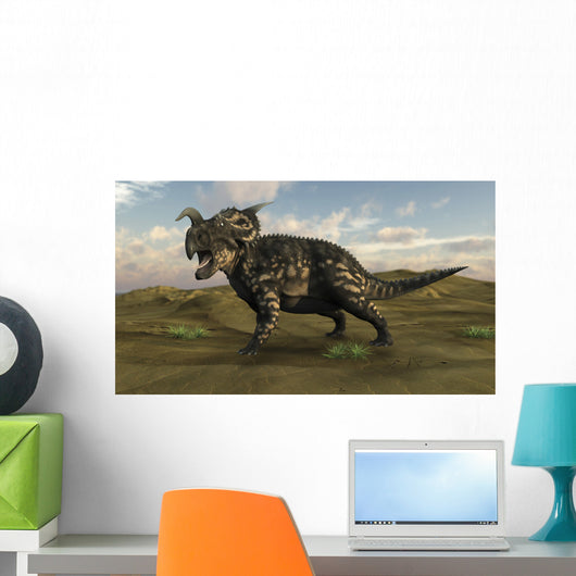 Brown Einiosaurus Walking across Wall Decal Design 5