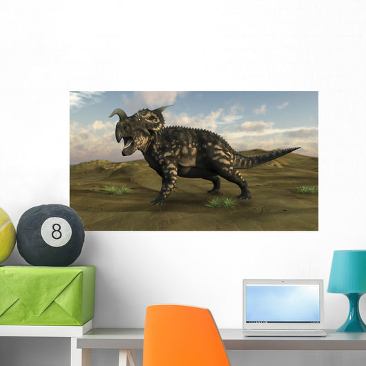 Brown Einiosaurus Walking across Wall Decal Design 5
