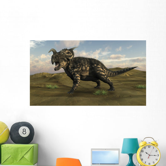 Brown Einiosaurus Walking across Wall Decal Design 5